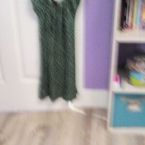 Free People Forest Green Patterned Dress